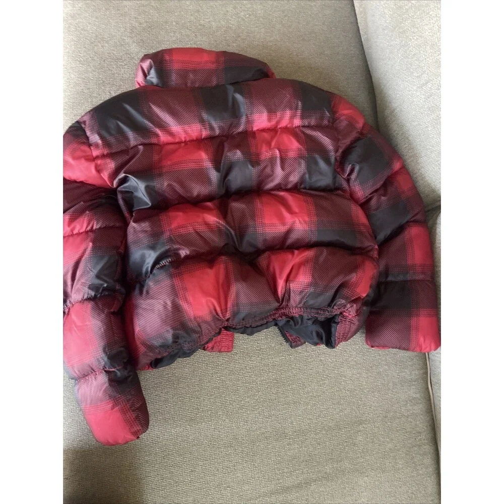 Old Navy Winter Coat Boys Large 10-12 Red Plaid Puffer Jacket Youth